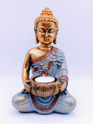 Buda Meditativo Dorado Porta Velas