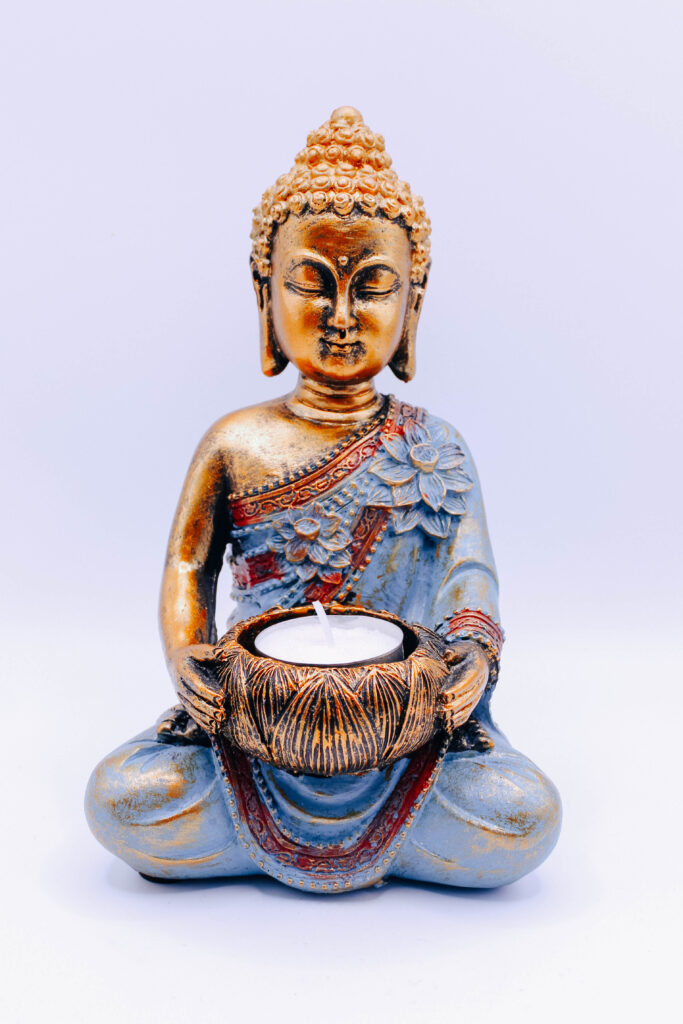 Buda Meditativo Dorado Porta Velas