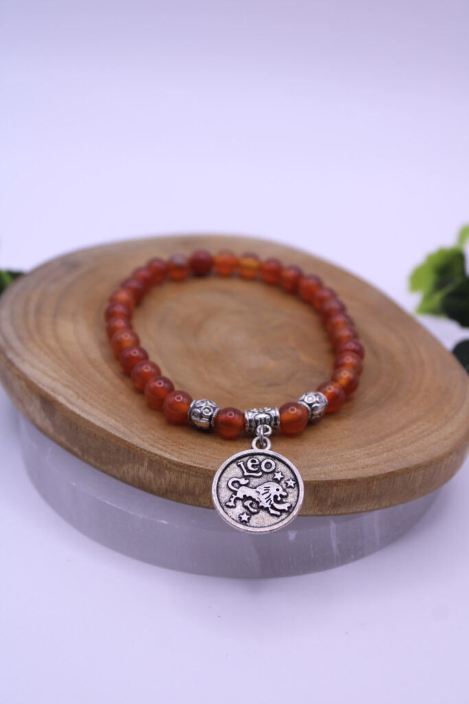 pulsera signo Leo piedra cornalina natural