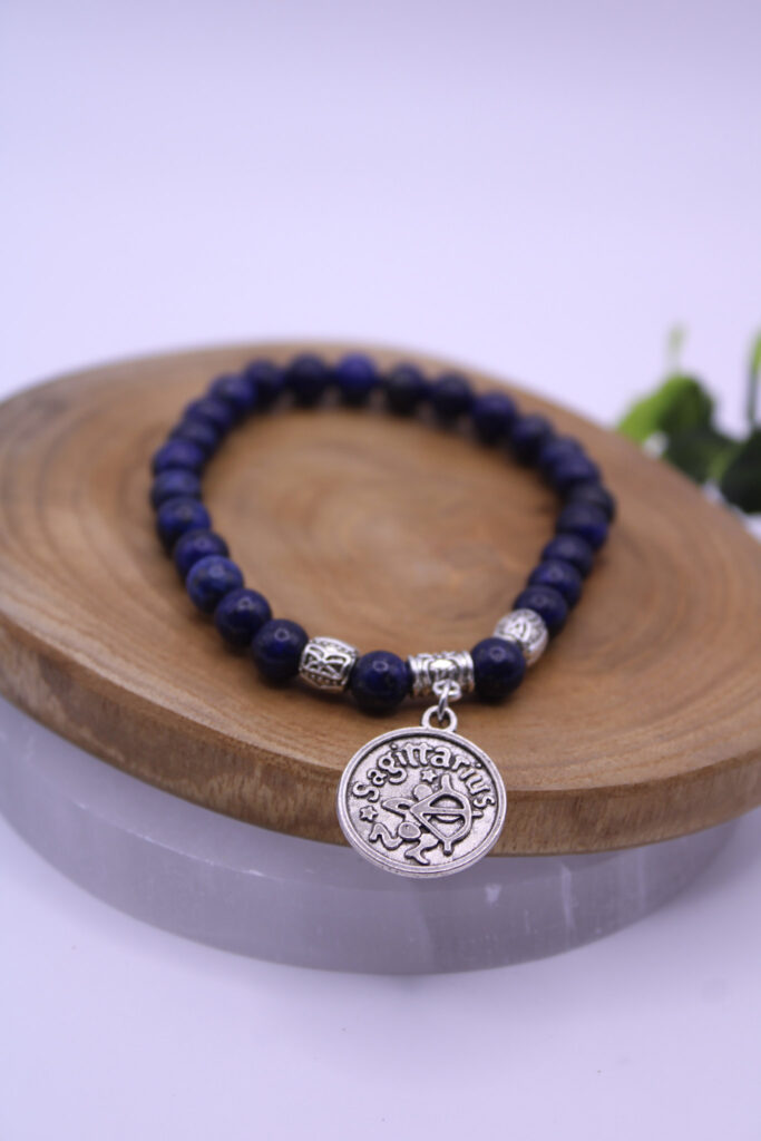 pulsera signo Sagitario piedra lapislázuli natural