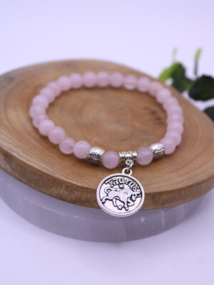 pulsera signo Tauro piedra cuarzo rosa natural