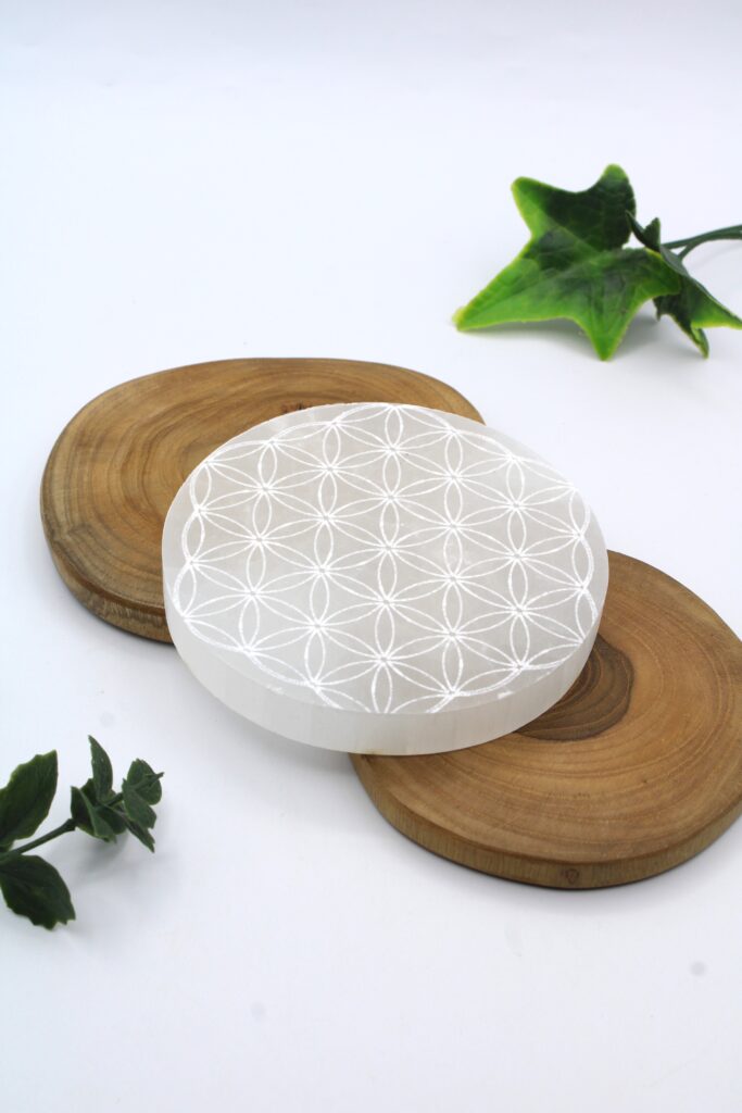 placa de selenita flor de la vida 10 cm