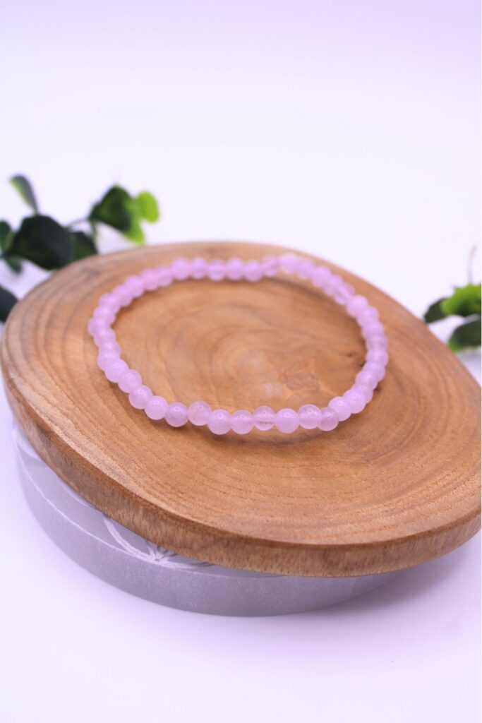 pulsera cuarzo rosa 4mm piedra natural amor propio