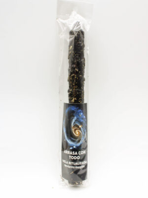 Vela ritualizada Arrasa con Todo para limpieza energética profunda y corte de bloqueos