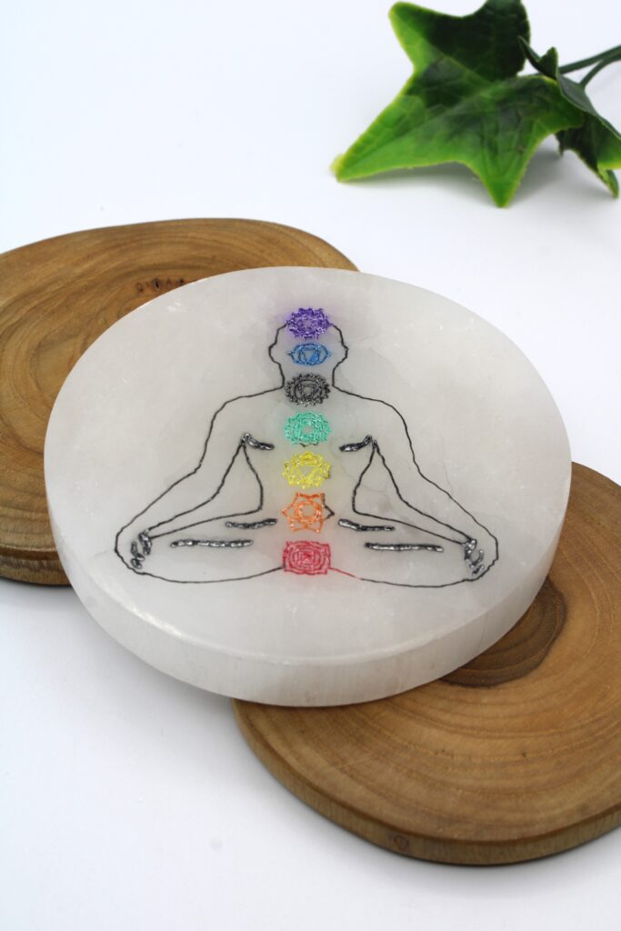 placa de selenita chakras 10 cm para limpiar cristales