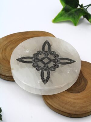 placa de selenita nudo de bruja 10 cm