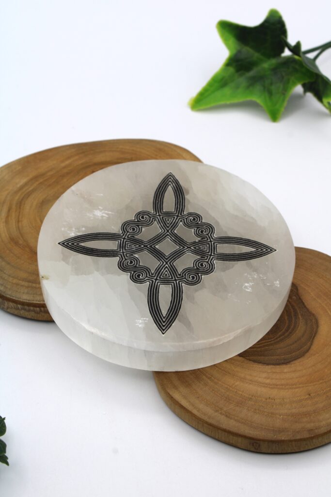 placa de selenita nudo de bruja 10 cm